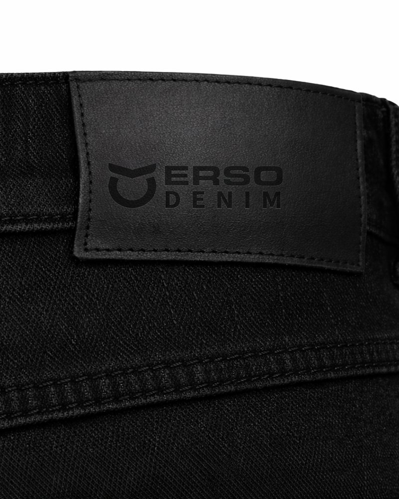 ERSO PRO Hose, Detail Lederlabel ERSO Denim